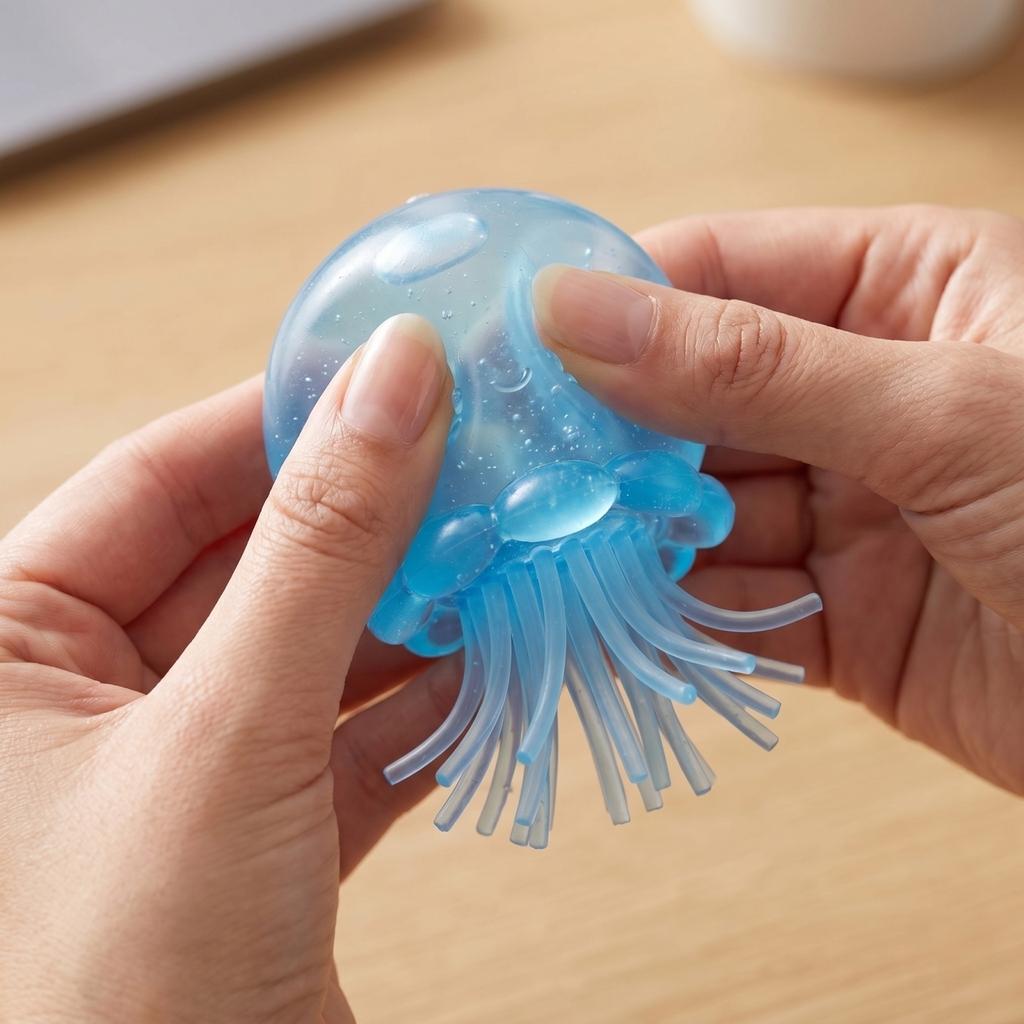Simulated Jellyfish Squeeze Toy for Stress Relief Soft Tactile Sensory Fidget Decoration for Desk Office Home Classroom Play Therapy