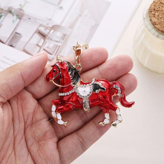Keychain Pendant Horse Shape Rhinestone Inlaid Key Chain Diverse Color Backpack Keyring Key Accessory