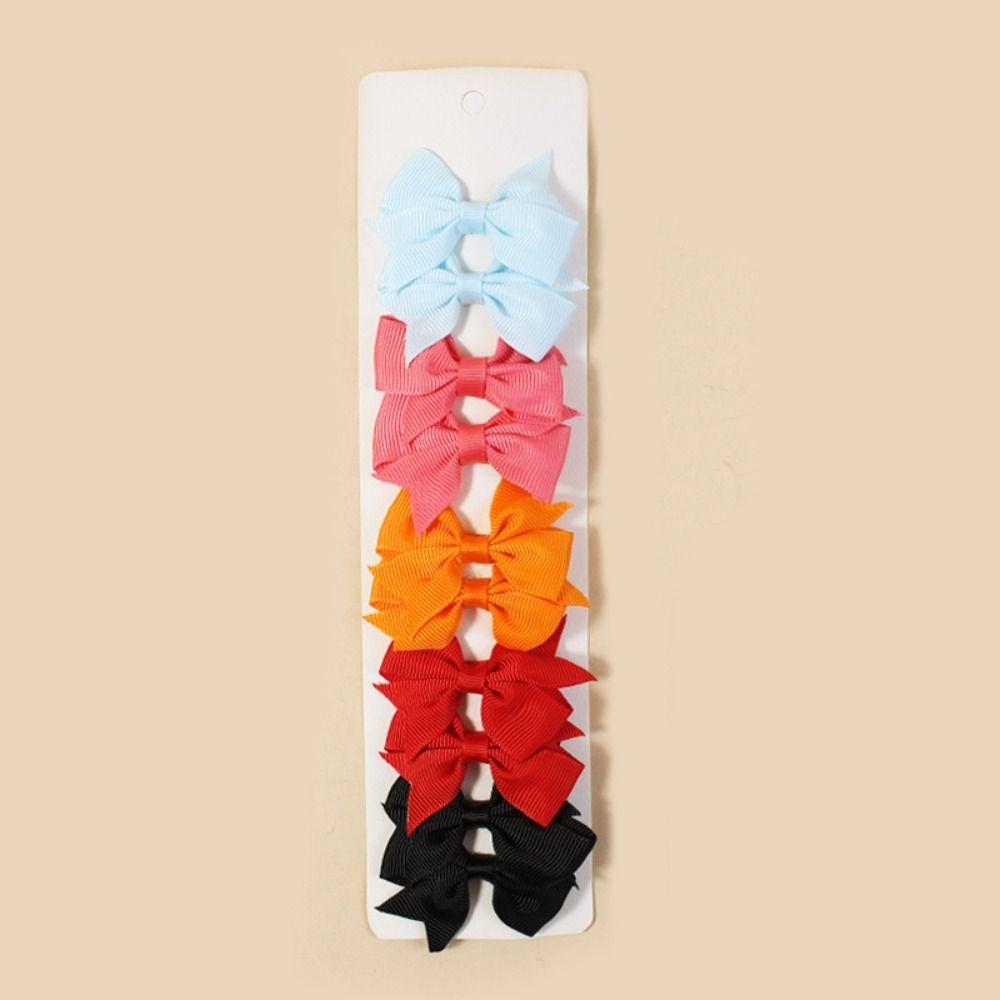 10Pcs/pack Multi-color Kids Hair Clips Solid Color Bowknot Barrettes Bow Hairpin  Hair Accessories