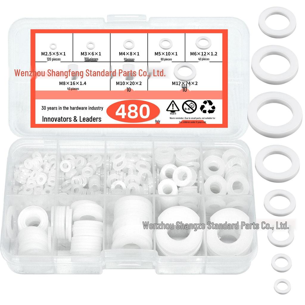 Белая Нейлоновая Плоская Шайба-Прокладка - Пластиковая Шайба для Винта