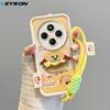 KEYSION Cartoon Cute Plush Embroidery Case for Redmi 14C with Lanyard Soft Silicone Shockproof Phone Cover for Xiaomi POCO C75