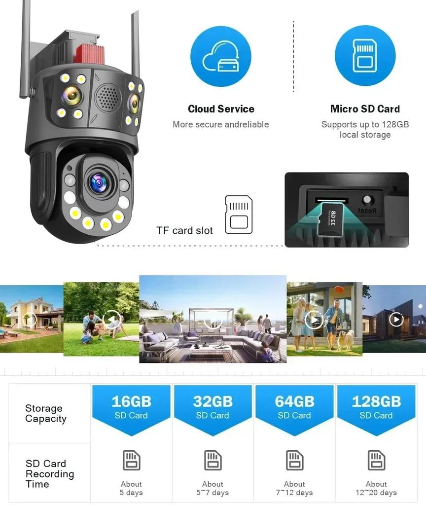 Wifi PTZ камера видеонаблюдения 4K 12MP наружная три объектива 50-кратный зум беспроводная CCTV камера безопасности цветная камера ночного видения ICSEE IP Cam