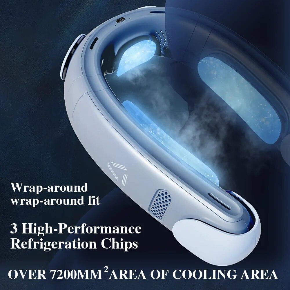 Портативный шейный вентилятор 5000 мАч, USB перезаряжаемый безлопастный вентилятор, бесшумный мини-электрический шейный ремешок, переносной кондиционер, охлаждающие вентиляторы