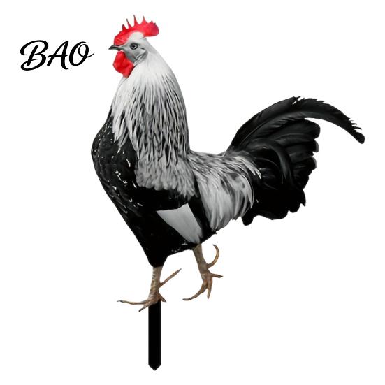 Decorative Yard Stake Realistic Acrylic Animal Stake, 2D Flat Chicken Goose Bird Garden Decoration Bunny Sign for Pathway, Patio, Lawn Outdoor
