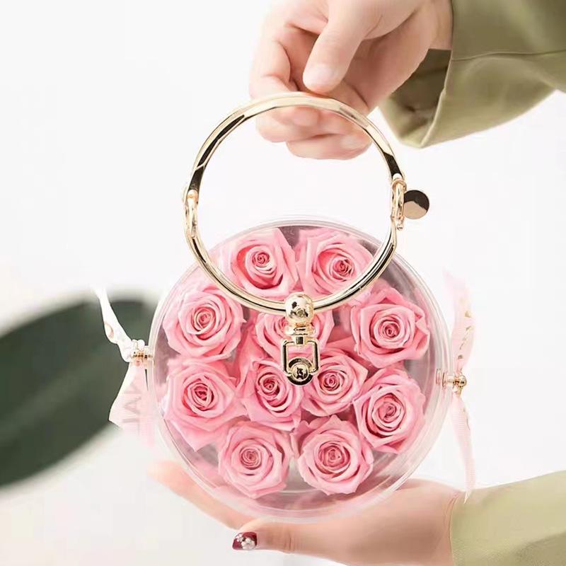 Custom Portable Transparent Acrylic Flower Gift Box