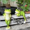 2x Статуэтки стоящей и лежащей лягушки, декоративные фигурки, растительный декор, многоцелевая смола, маленькая для