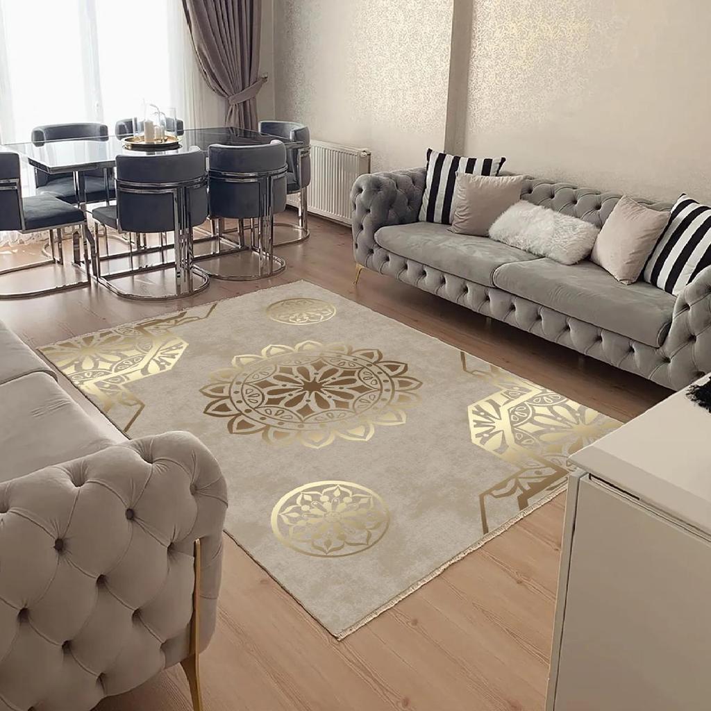 EPeddler Home Современный золотой узор Цифровая печать Моющаяся нескользящая точечная основа Новое поколение Коврик для кухни, гостиной, прихожей и напольный коврик