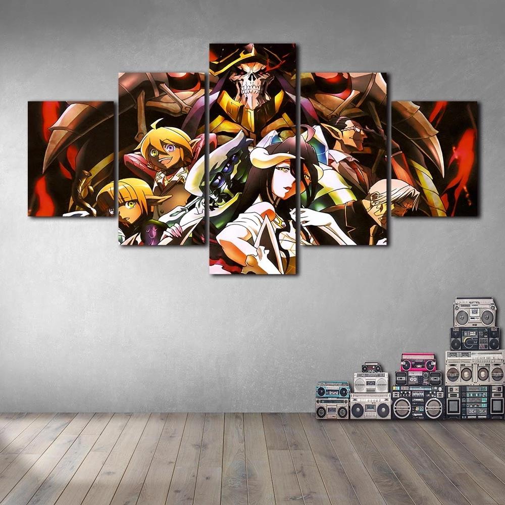 No Frame Picture Modular 5 Pcs Anime Characters Overlord Wall Art Canvas Painting Posters and Prints Living Room Decoration Home