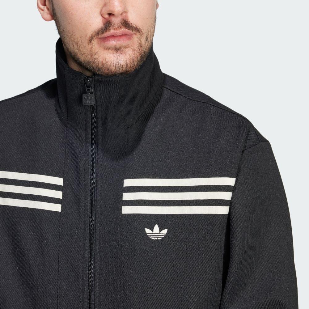 adidas Оригинальная мужская куртка 70-х годов с воротником-молнией и длинным рукавом, черная JN5962
