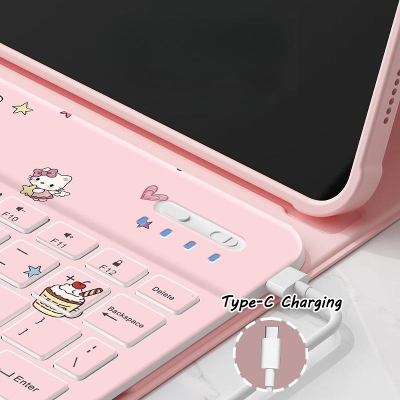 Чехол для планшета Hello Kitty с набором беспроводной клавиатуры для Ipad 11-го поколения A16 Air7/6 Pro 11 дюймов 10-го 10.9 Air4 5 9-го 10.2 дюйма Поворотный чехол
