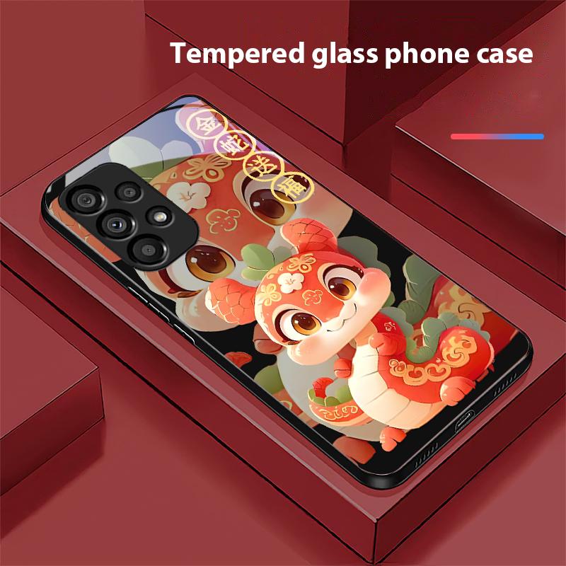 Новый мультяшный змей для Samsung Galaxy S10 20 Plus 21 FE 22 23 24 FE 25 Ultra черный чехол для телефона из закаленного стекла твердый чехол