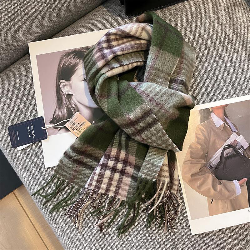 100% Wool Australian Pure Wool Plaid Scarf Winter Versatile Warm Couple Scarf