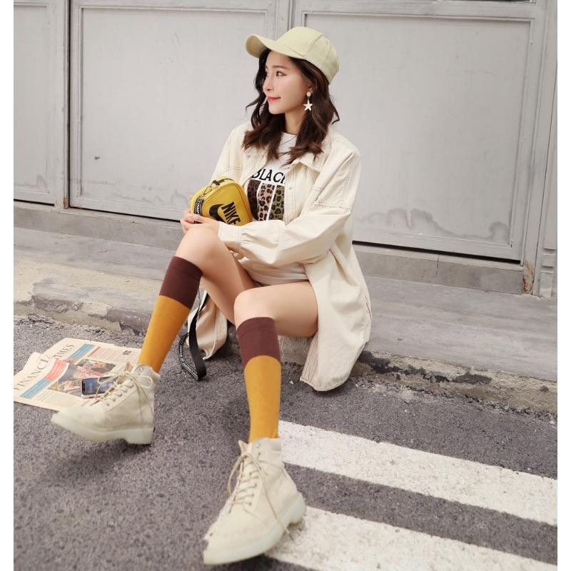 Однотонные пэчворк гольфы до колена, средней длины гольфы до икры, однотонные высокие носки