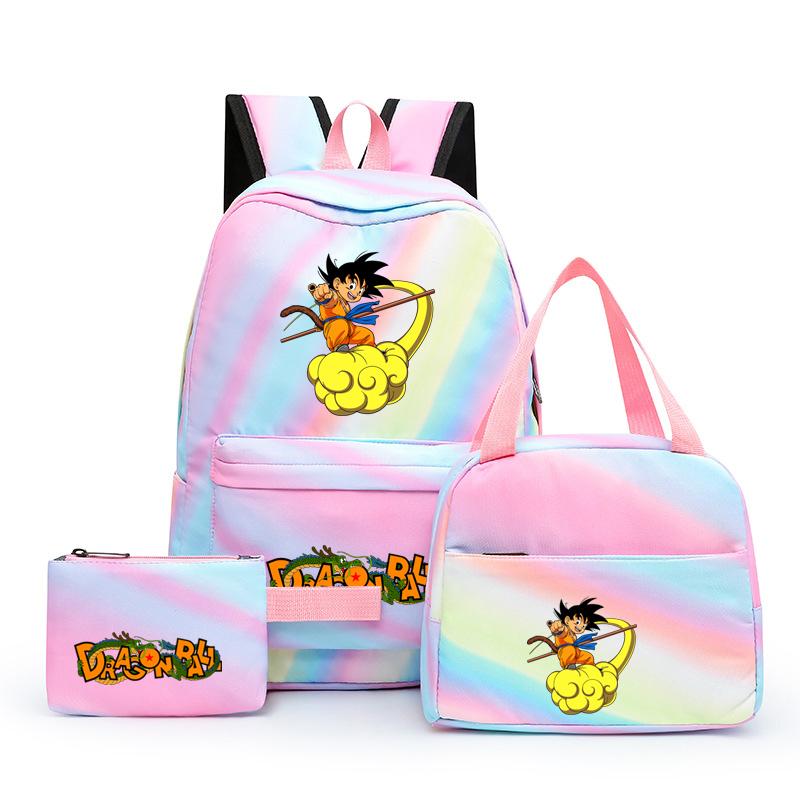 3 шт./компл., разноцветный рюкзак Dragon Ball с сумкой для обеда для женщин, студенческий рюкзак для подростков, повседневные школьные сумки, наборы
