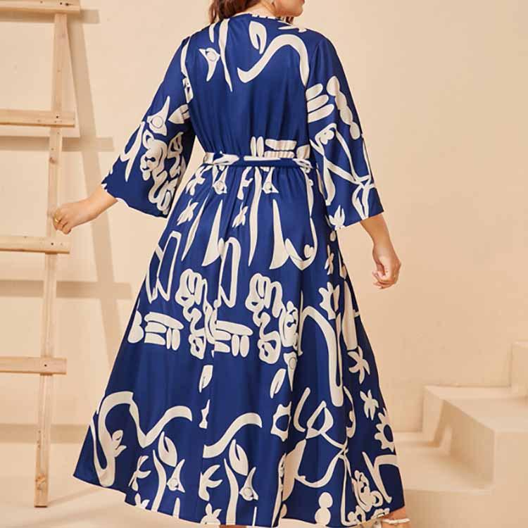 Women's Dress Plus Size Printed Elastic Waist Dresses