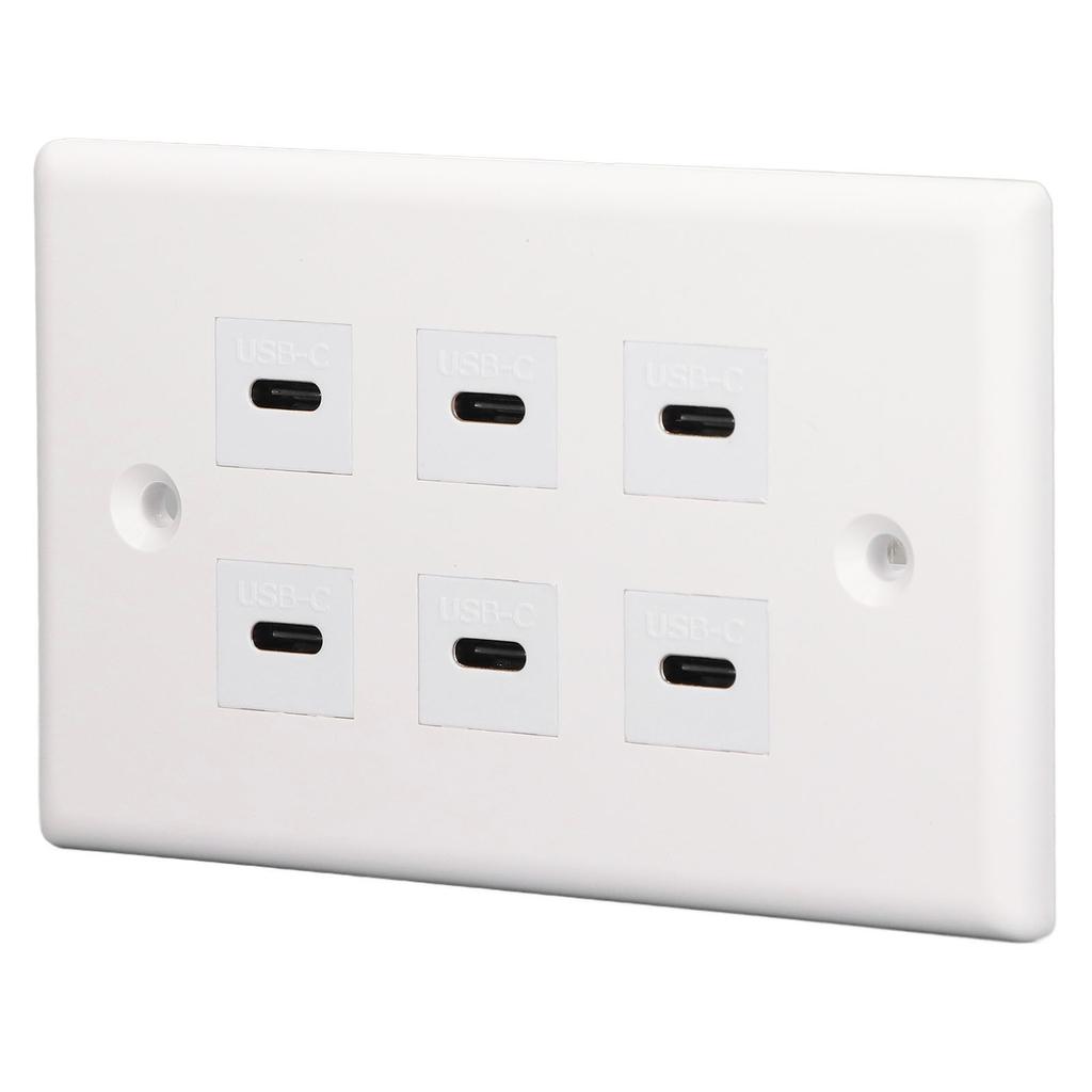 6 Port USB Receptacle Outlet Type C USB Outlet Wall Wide Applicability USB Outlet Plug for Business Office