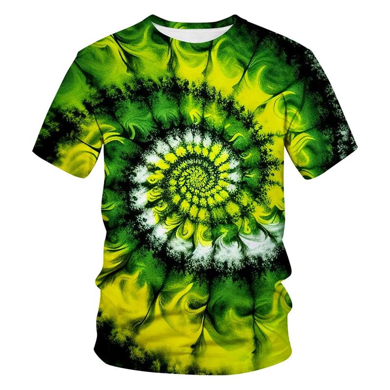 Plus Size Tie-dye 3D Print Pattern T-shirt Personality Street Colorful Design T Shirts Men's Clothes Street Fashion New Tee Top
