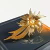 Mid-style Golden Firework Brooch, High-end Women's Exquisite Pearl Brooch, Niche Design Sense Brooch, Suit Accessory