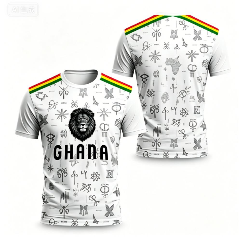 2026 Ghana Style Football Jersey Ghana Team Fan T-shirt Men's Short-Sleeved Sports Shirt Women's T-shirt 3D Printed Shirt