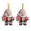 2/7Pcs Christmas Santa Claus Hanging Decoration Holiday Party Winter Xmas Tree 2D Flat Acrylic Cartoon Father Christmas Hanging Ornament