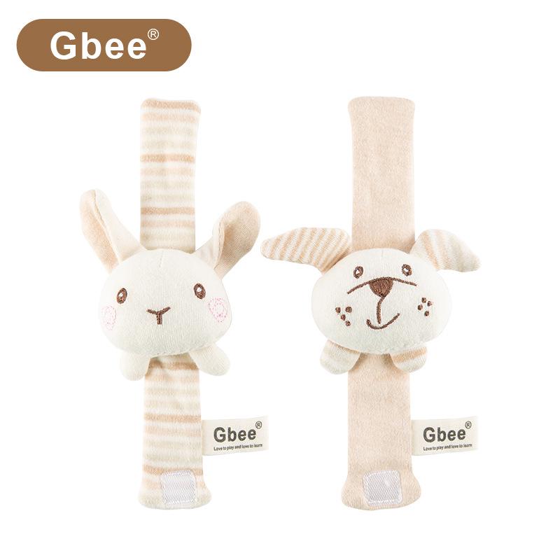 Набор погремушек Gbee из органического хлопка для малышей: Ремешок на запястье, Игрушки-погремушки с ручным вращением для новорожденных