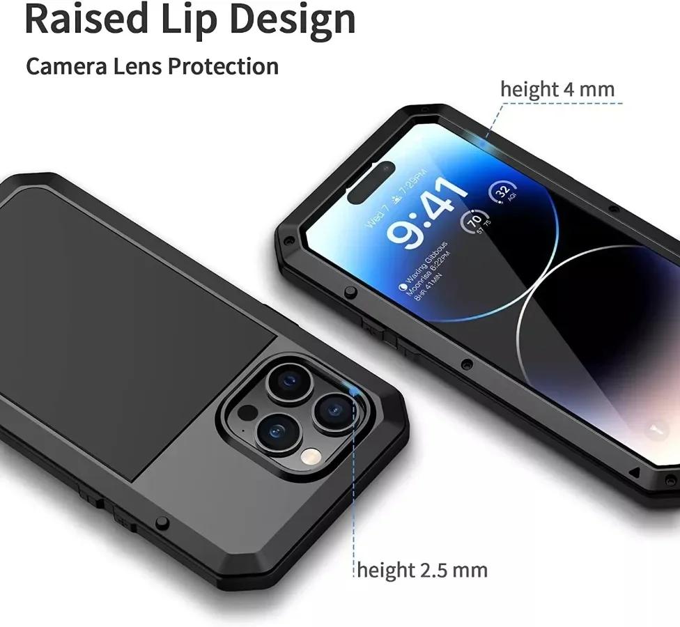 Heavy Duty Aluminum Metal Tank Armor Case Shockproof IP54 Waterproof Cover For iPhone 17 16e 15 14 13 12 11 Pro XS Max 8 7 Plus