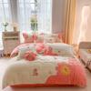 Зимний комплект из четырех предметов с вышивкой из утолщенного молочного бархата, антистатический и теплый, двусторонний бархатный пододеяльник, постельное белье из кораллового бархата.