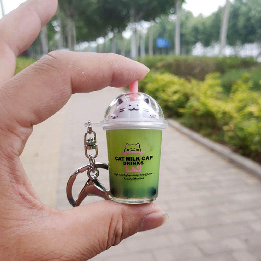 Молочный чай акриловый кулон милый кот плавающая чашка ювелирные изделия брелок модные аксессуары брелок