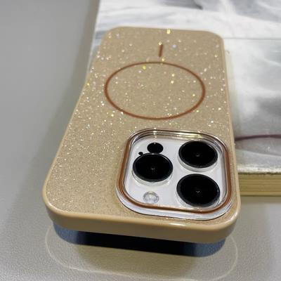 Блестящий однотонный чехол Galaxy MagSafe для iPhone 16 pro max 15 14 13Pro, простой, модный, с беспроводной зарядкой, нескользящий, жесткий чехол для ПК