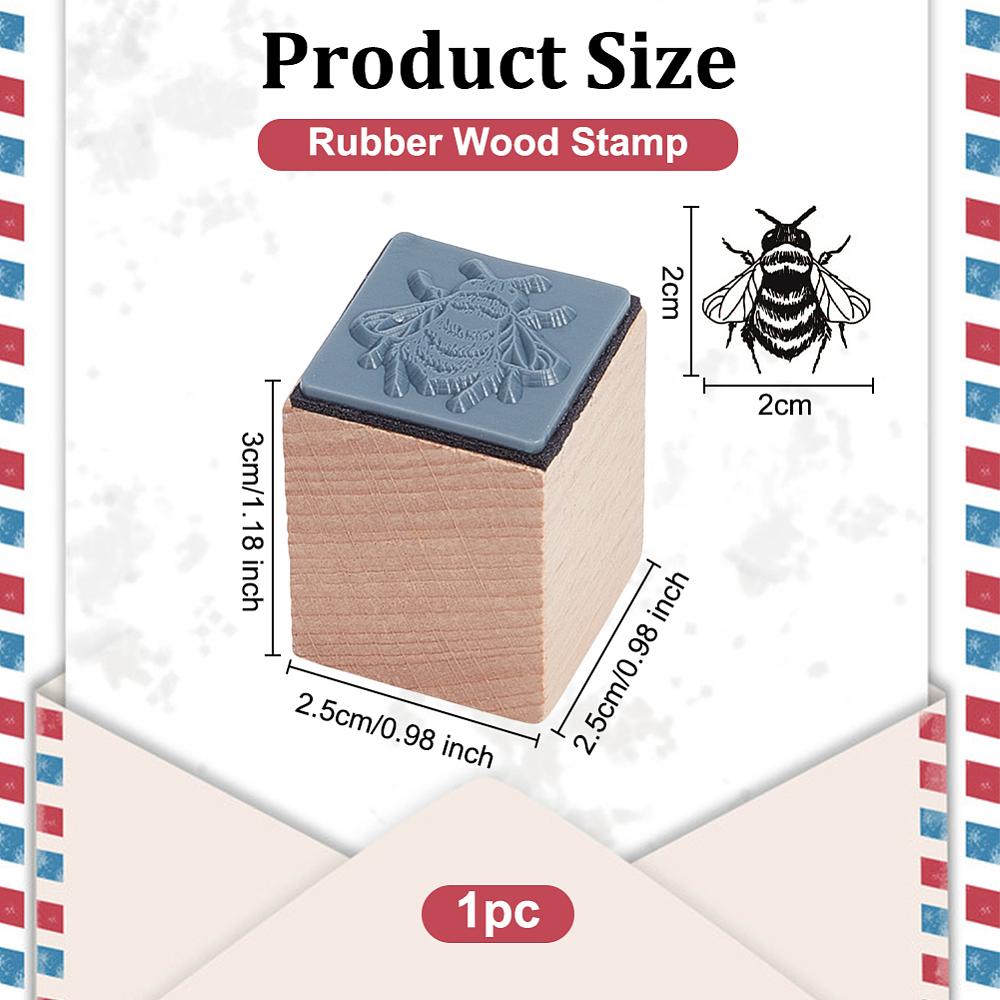 Rubber Wood Stamps DIY Egg Drawing Stamps Bees 25x25x30mm Pattern: 20x20mm