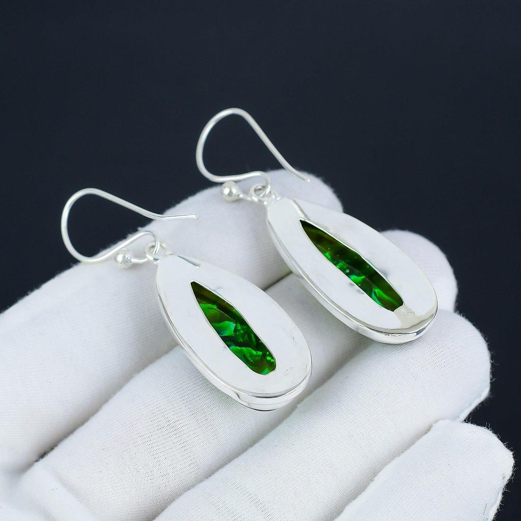 Удивительные серьги из серебра 925 пробы с зеленым триплетом огненного опала, серьги-подвески из серебра ручной работы в стиле бохо, подарок на день рождения для жены