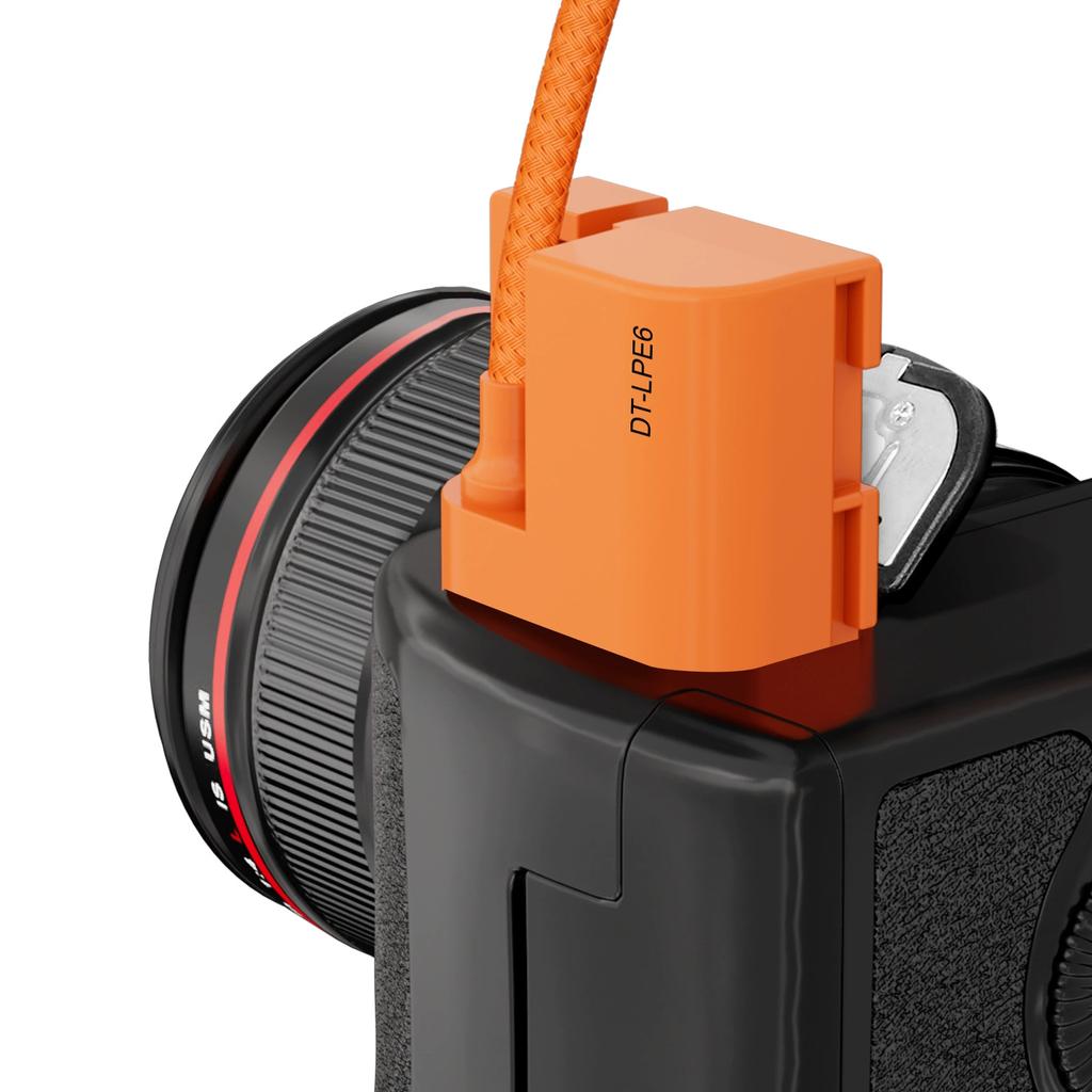 Power Adapter PD LPE6 Type C to LP E6NH Dummy Battery with Braided Wire DC Coupler Accessory