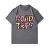 Men's 100% Cotton Crew Neck Short Sleeve T-Shirt, Fun Road Trip! Slogan Print Casual Summer Tee, Comfortable Breathable Daily Wear Top for Travel Holi