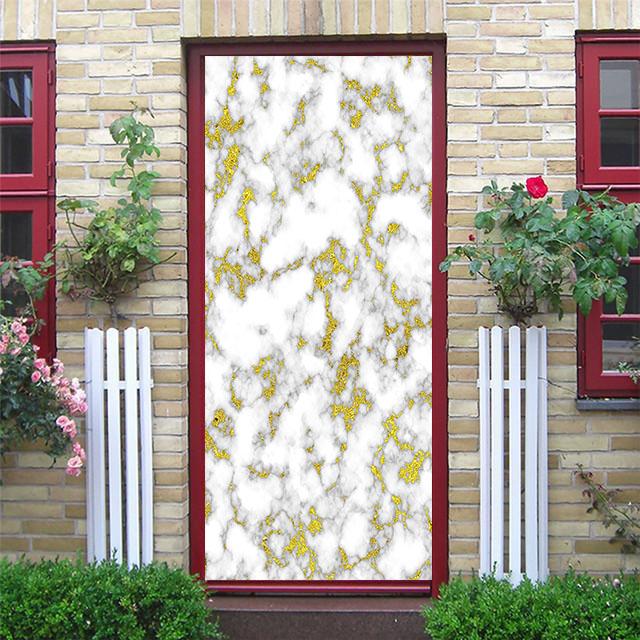 Белые мраморные наклейки на дверь, закат, простые абстрактные линии, бамбуковые обои на холодильник для гостиной, домашний декор, художественные наклейки для спальни