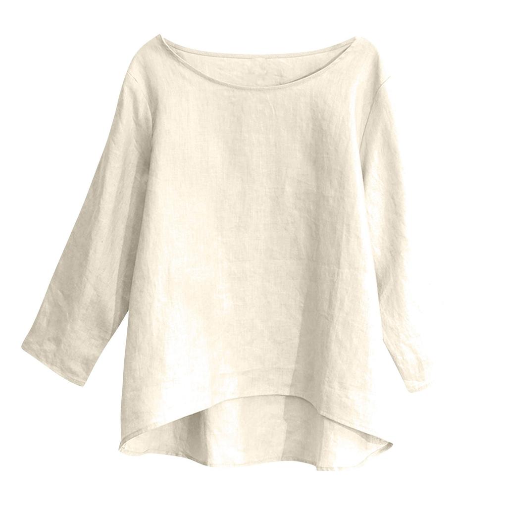 Women's O-Neck 3/4 Sleeve Solid Color Top T-shirt