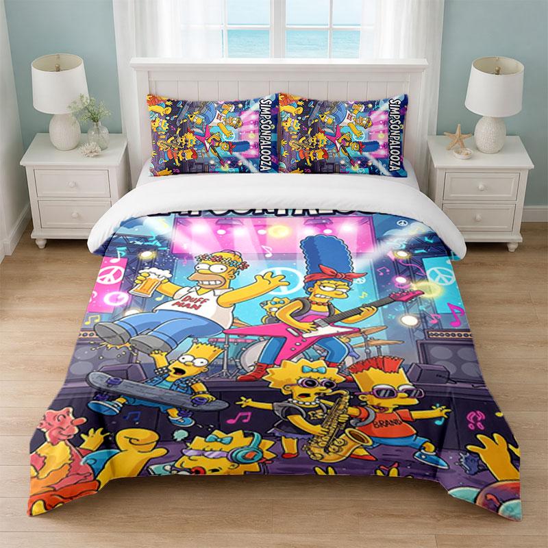 The Simpsons Bedroom 3Pcs Bedding Set Soft Bed Sheet Pillowcases Home Bedding Decoration