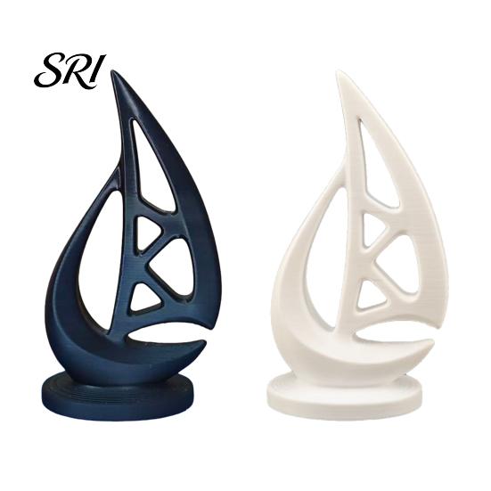 Lightweight Sailboat Statue Mini 3D Printed Figurine Nautical Coastal Boat White Matte Decoration Sculpture for Modern Home Office Mantel Bookshelf