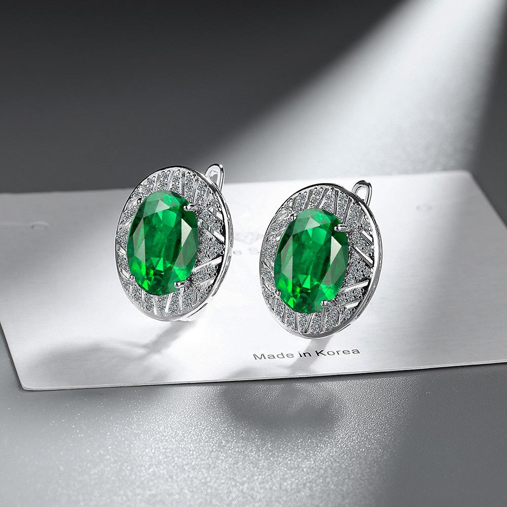 925 Sterling Silver Multi-color Round Crystal Zircon Earrings Anniversary Birthday Wedding Party Gift