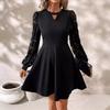 Women Spring Autumn Lace Long Sleeve Solid Color A Line One Piece Dress