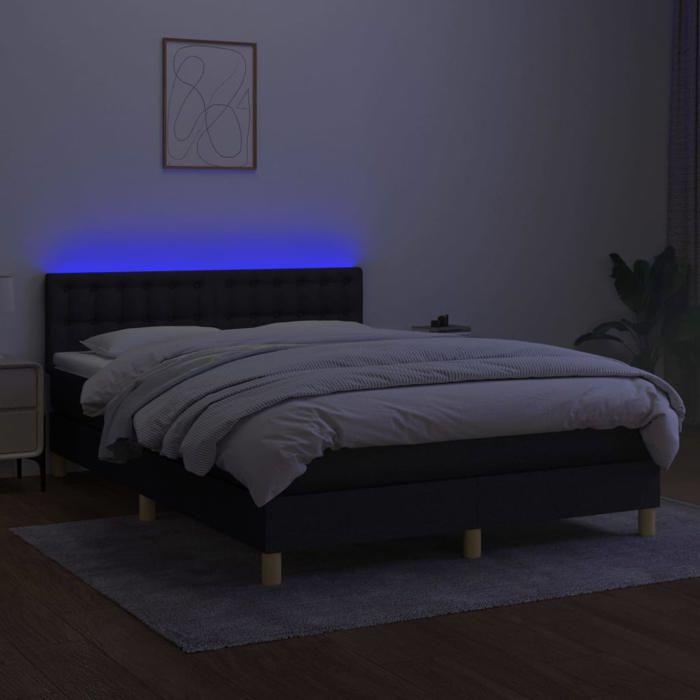 Maison Exclusive - Sommier à lattes de lit avec matelas LED Noir 140x200 cm Tissu