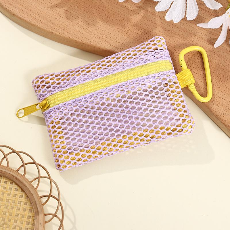 1 шт. прозрачная сетчатая косметичка, стильный портативный косметический органайзер на молнии, плоский дизайн для хранения туалетных принадлежностей и косметики