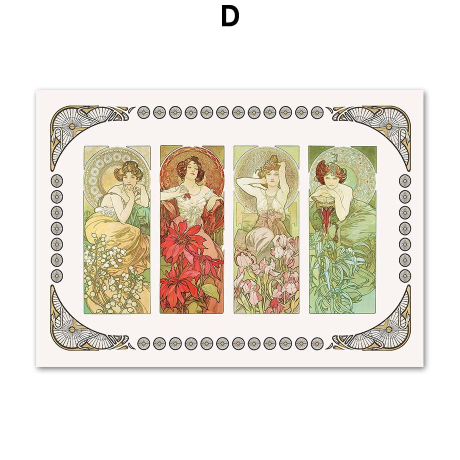 Goddess Alphonse Mucha Les Saisons Wall Art Poster Print Canvas Painting Nordic Vintage Pictures Living Room Home Decoration