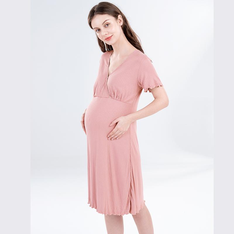 Maternity Nursing Dress Summer Postpartum Moms Breastfeeding Dress Clothes for Pregnant Women Autumn Pregnancy Feeding Dress