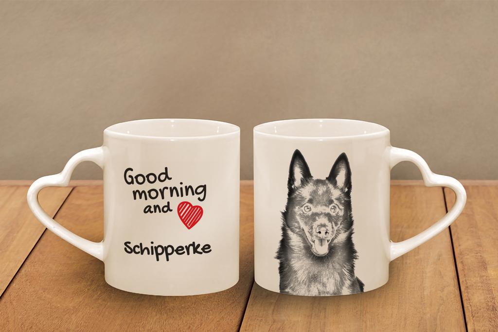 Schipperke, Little Black Devil, Little Captain - cup with a dog, adorable cup with a heart-shaped handle, universal gift from the Art-Dog brand