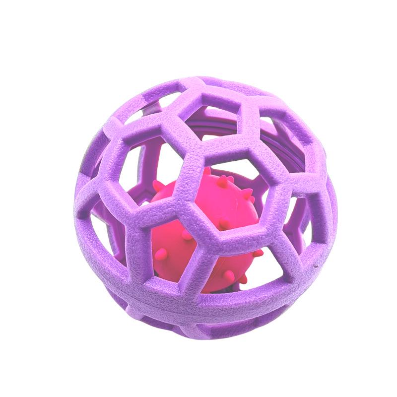 Игрушка для питомцев, полый мяч из термопластичной резины, с рождественским колокольчиком для щенков и кошек