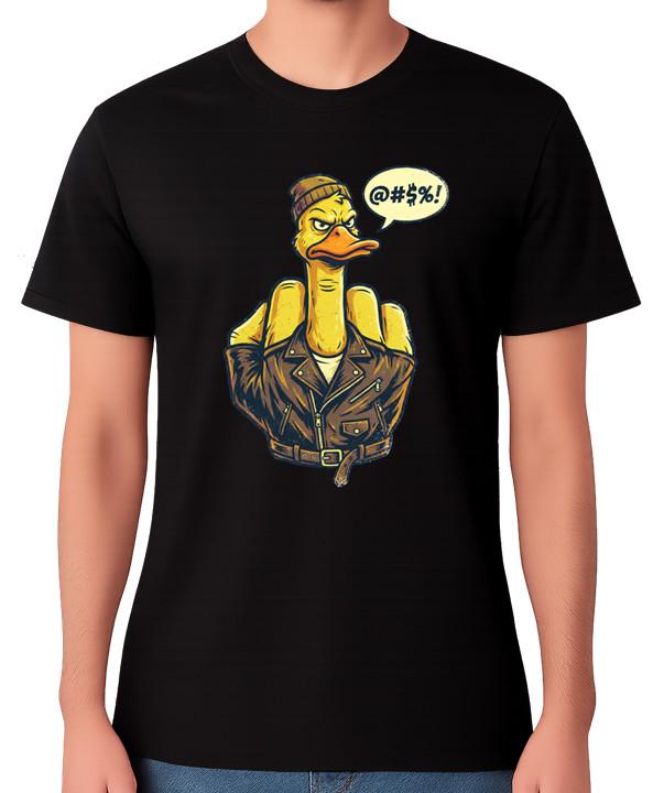 Angry Duck Flipping Off Cartoon Unisex T-Shirt Funny Graphic Tee Gift