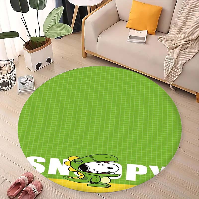 Cute Peanuts Snoopy Round Rug Anti-Skid Floor Carpet for Living Room Bedroom Children Room Home Decoration