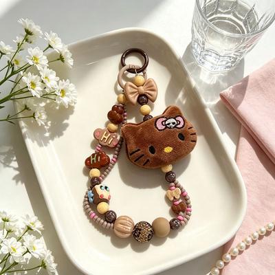 [Язык кошки-кофе] Плюшевая девочка kt кошка конфеты бусины цепочка для мобильного телефона подвеска для багажа подвеска с камерой ccd