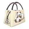Reusable Panda Print Polyester Lunch Bag for Men and Women - Hand Washable Insulated Cooler Tote for Work, Picnics, and Outdoor