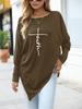 Women's Oversize Long-Sleeve Spring/Fall Asymmetrical Hem T-Shirt